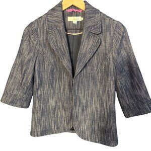 Boden Womens Blue Textured Blazer Jacket Size US 6 UK 10 3/4 Sleeves Made In Chi